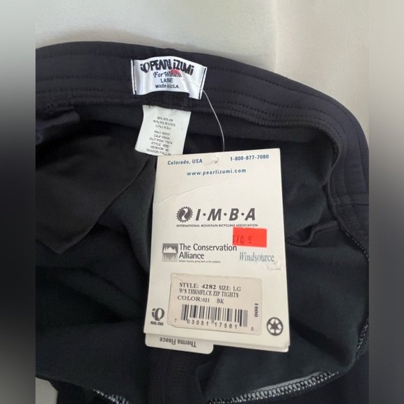 Pearlizumi Windsource Black Trimfleece Zip Tights. Black, Size Large - NWT - Picture 6 of 6